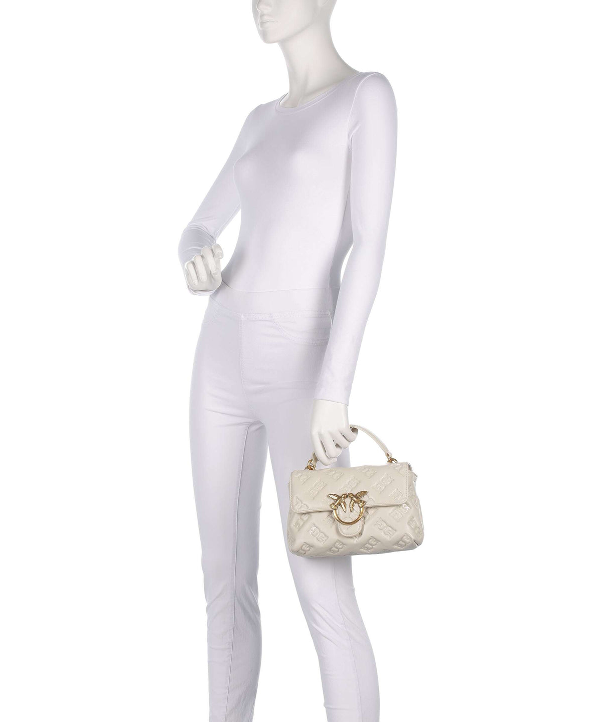 Pinko Love Lady Puff Mini Handbag bianco seta/antique gold