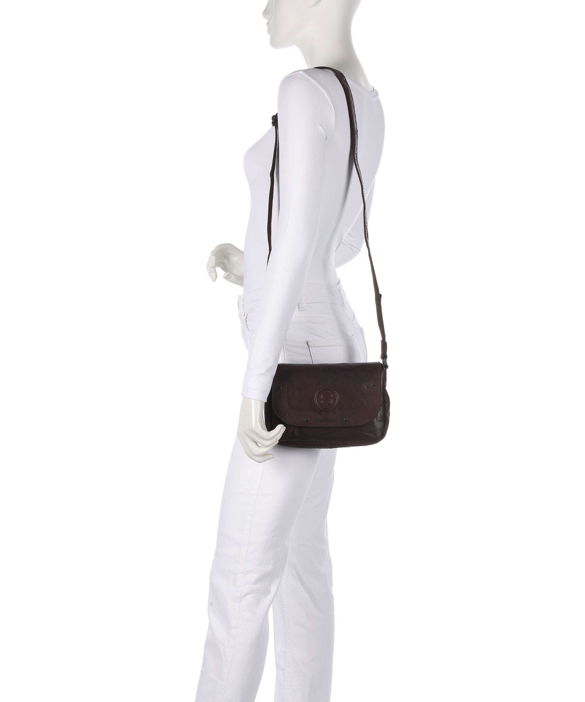 Spikes & Sparrow Bronco Linne Crossbody bag dunkelbraun