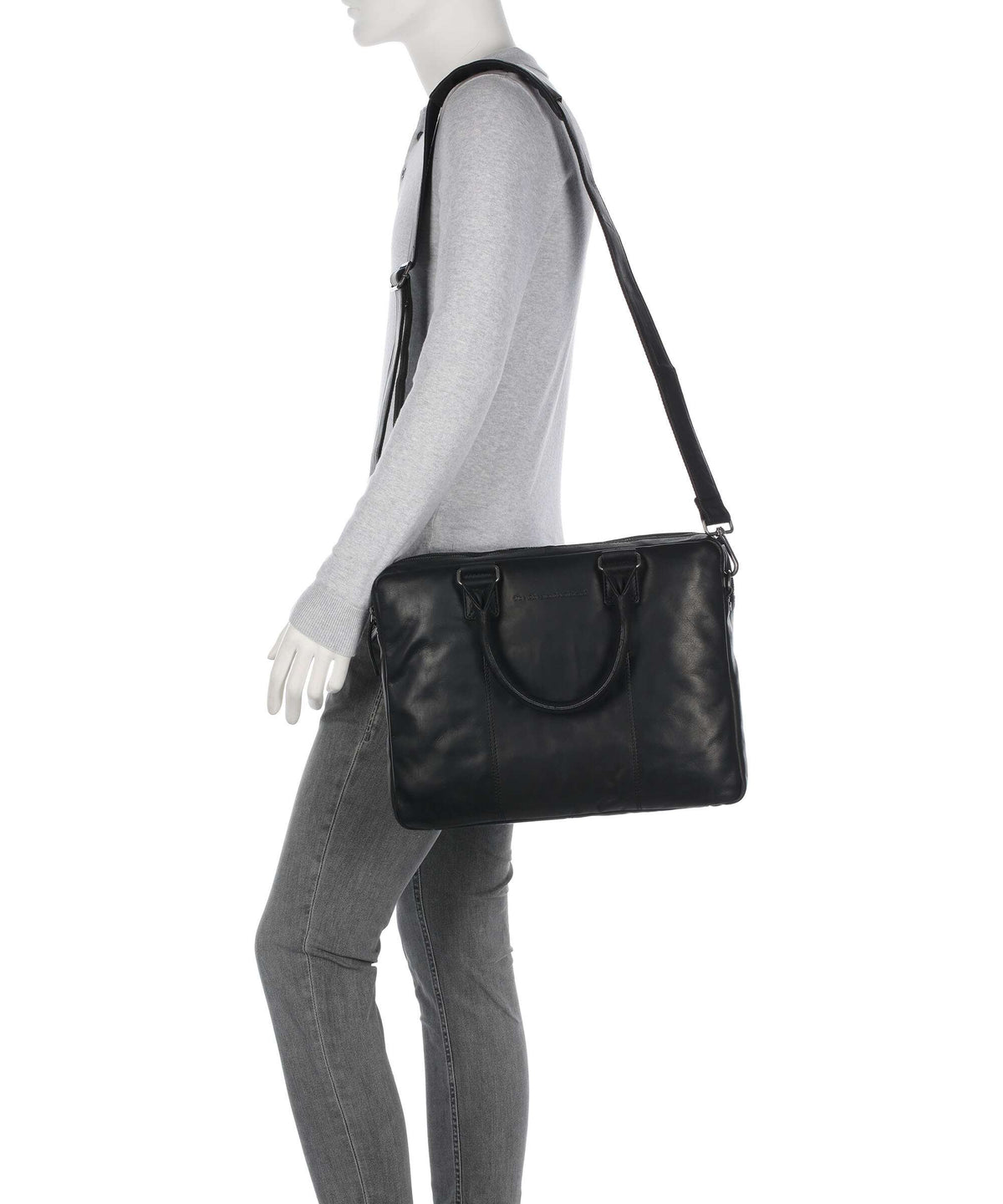 The Chesterfield Brand Cow Wax Pull Up Fabian Briefcase black