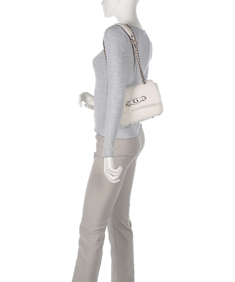 Guess Aslia Shearling Shoulder bag white