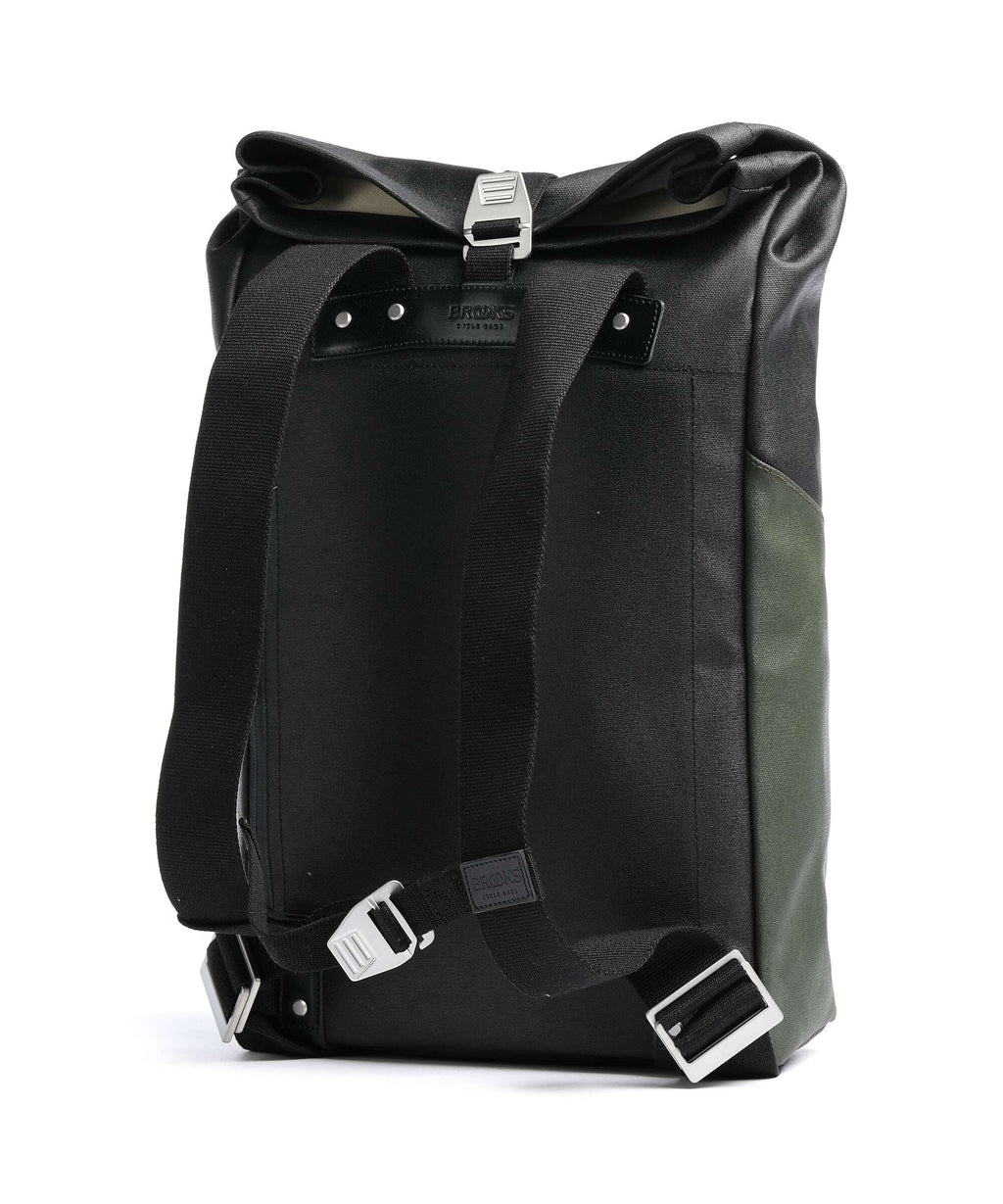 Brooks England Pickwick Patchwork Large Rolltop backpack black/forest