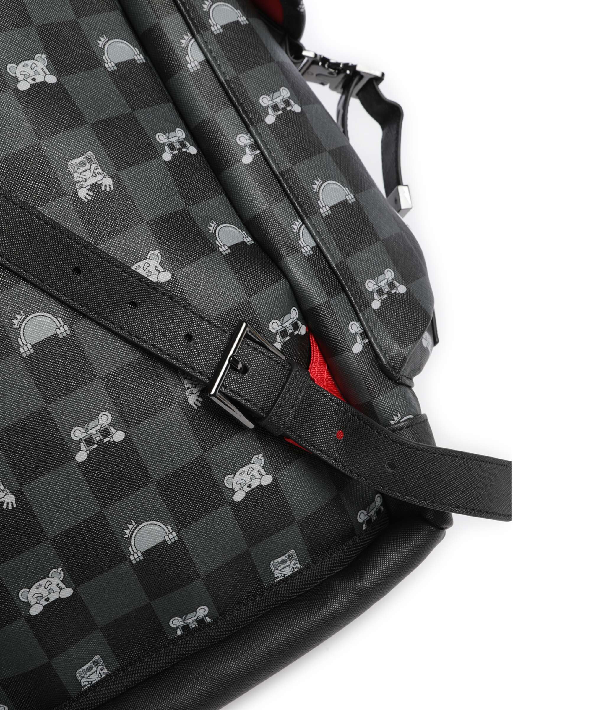 Sprayground Gray Peeking Character Check Monte Carlo Backpack black/gray