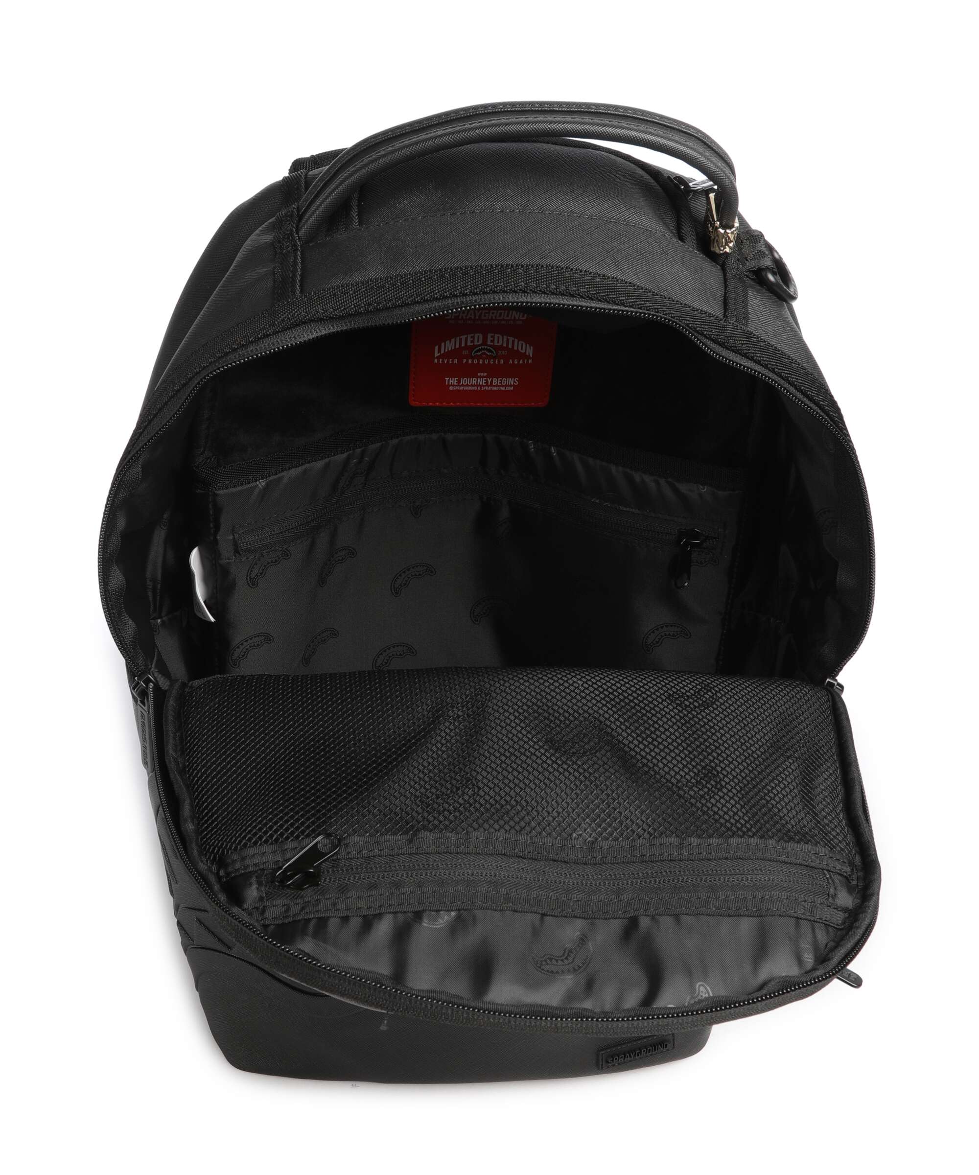 Sprayground Blacked Out Embossed Gold Tooth Backpack black
