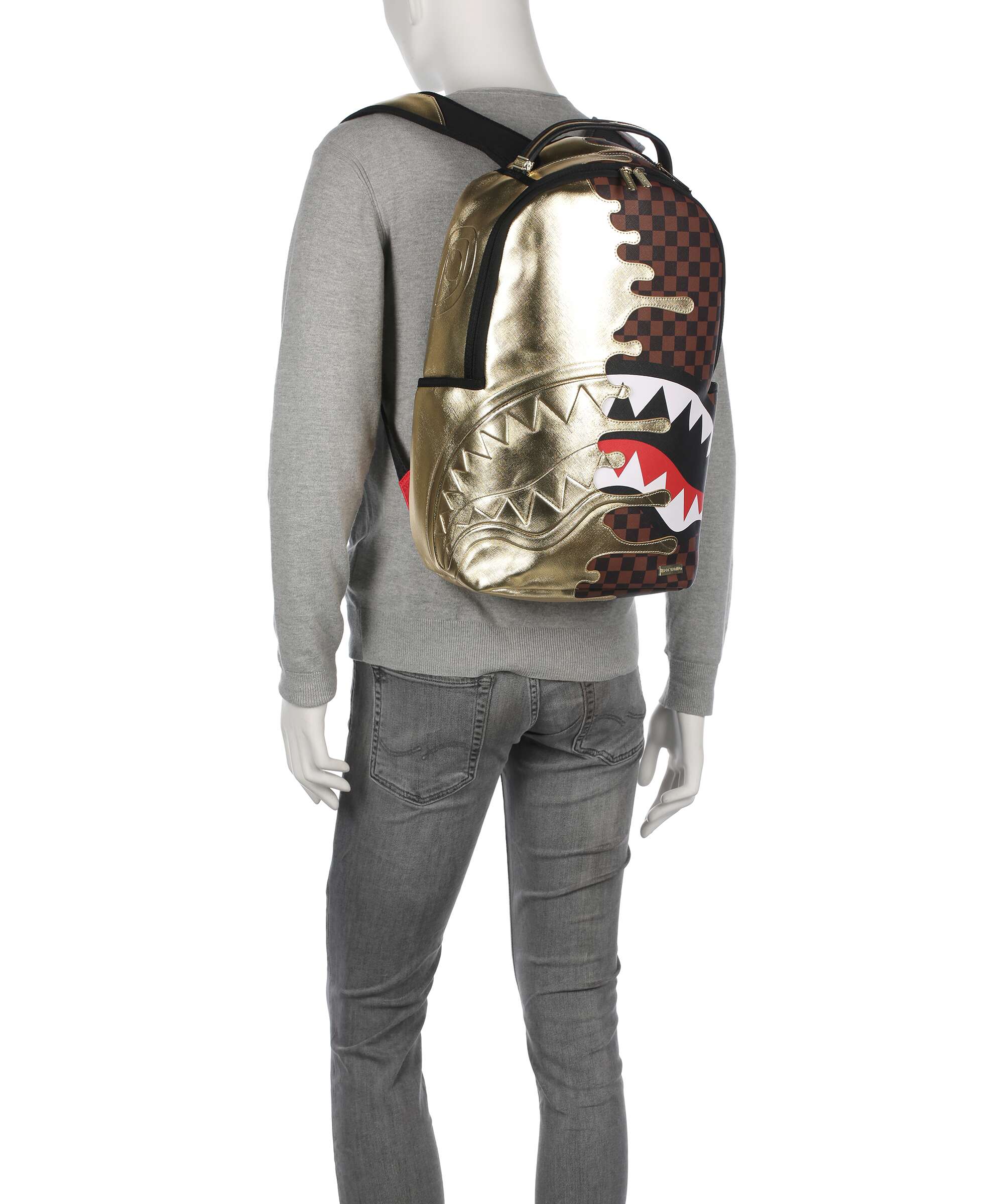 Sprayground Sharks In Paris Gold Drip Backpack black/gold