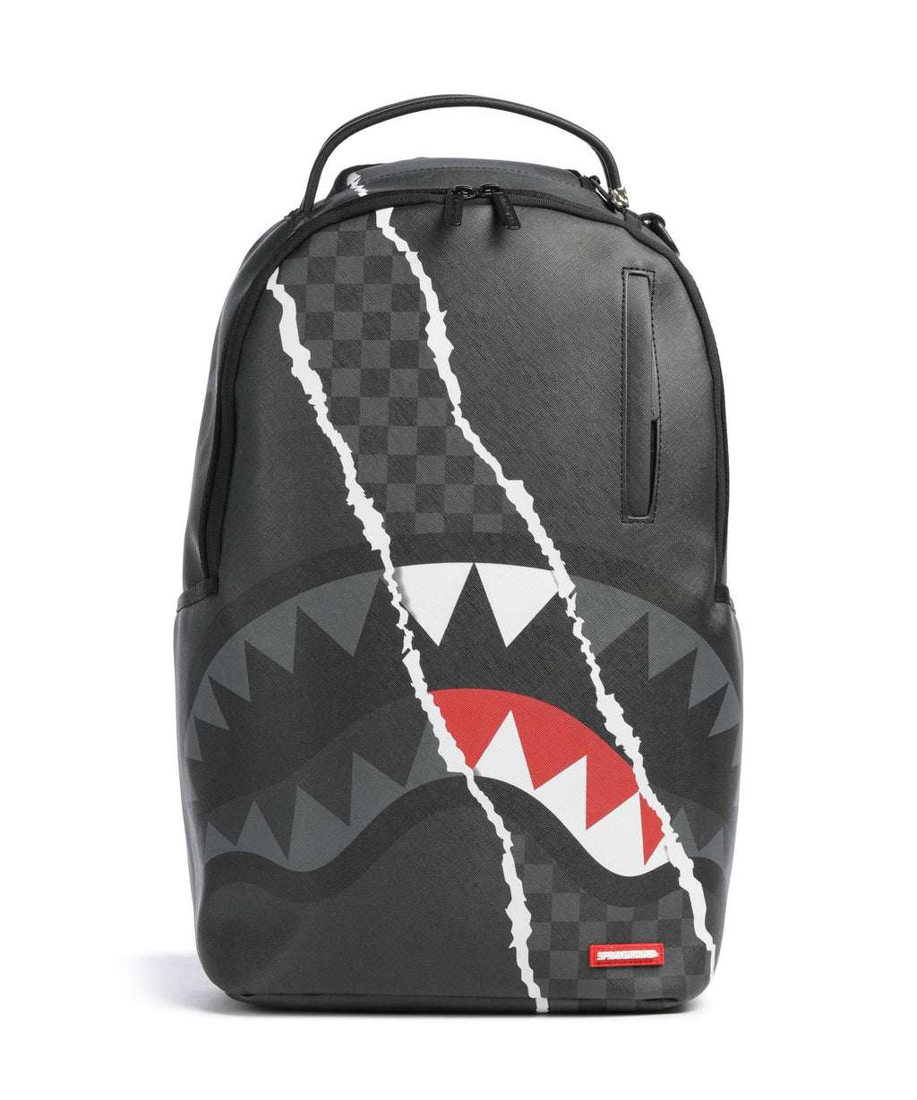 Sprayground Center Rip Revealing Gray Check Backpack black
