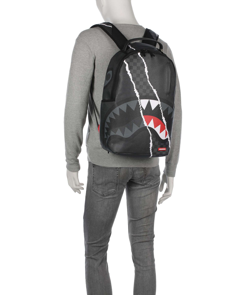 Sprayground Center Rip Revealing Gray Check Backpack black