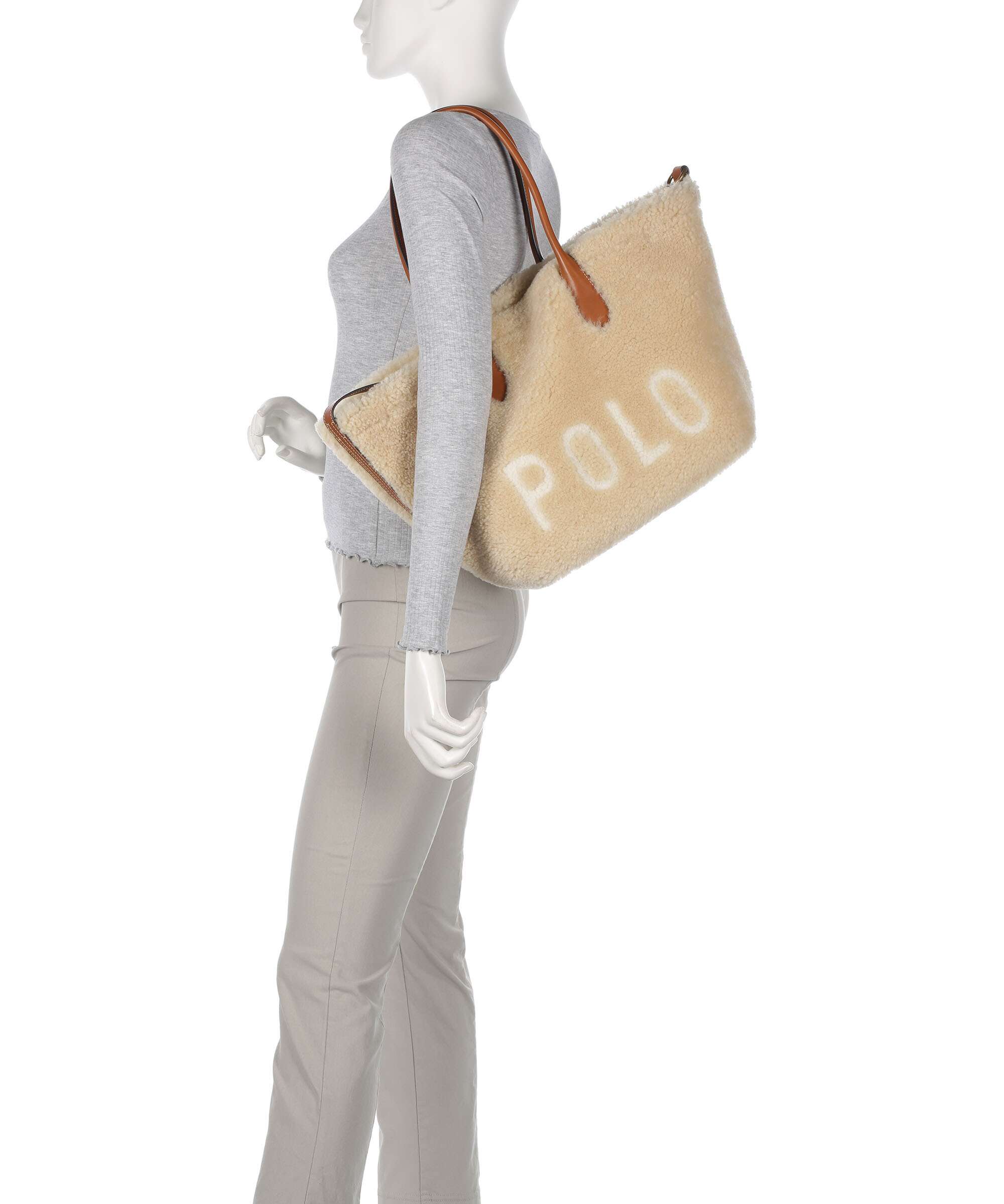 Polo Ralph Lauren Bellport Medium Tote bag cream/cuoio