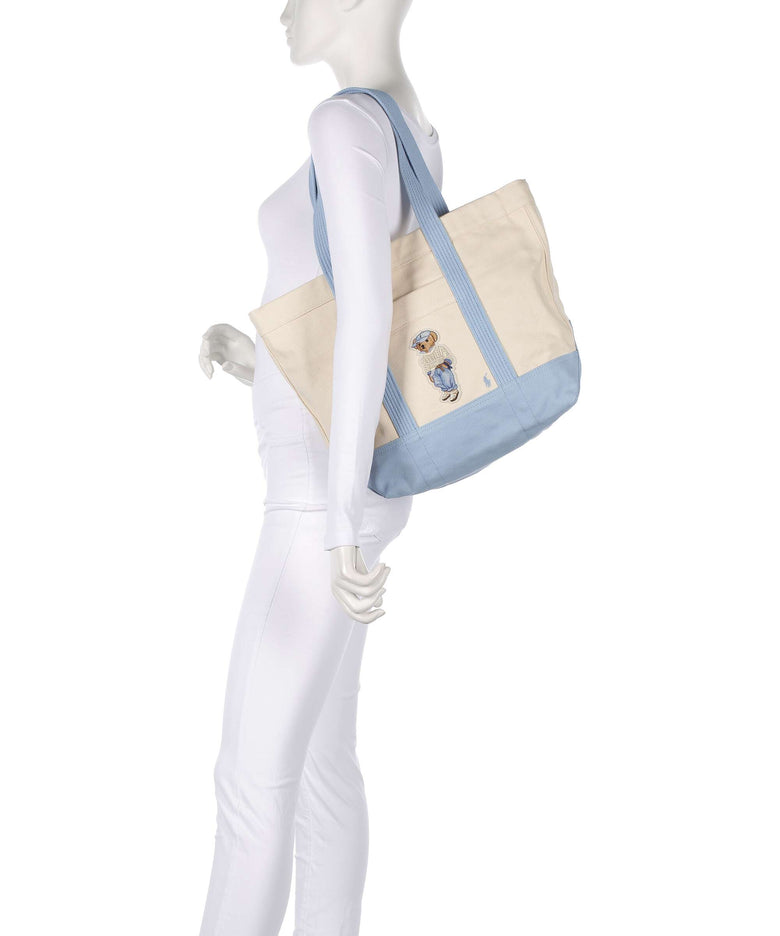 Polo Ralph Lauren Bear Eran Cable Tote bag ecru/carolina blue