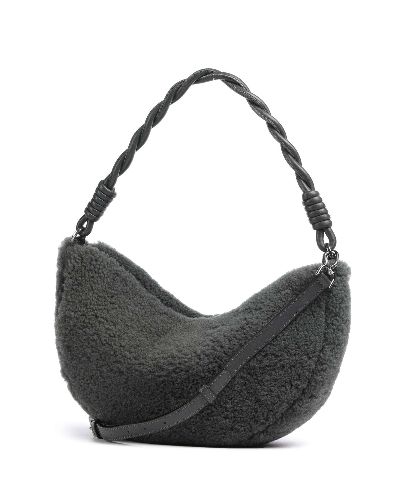 Abro Shearling Moon Shoulder bag grey