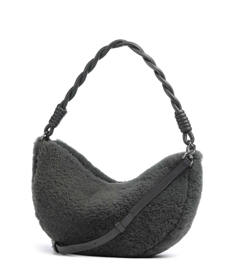 Abro Shearling Moon Shoulder bag grey