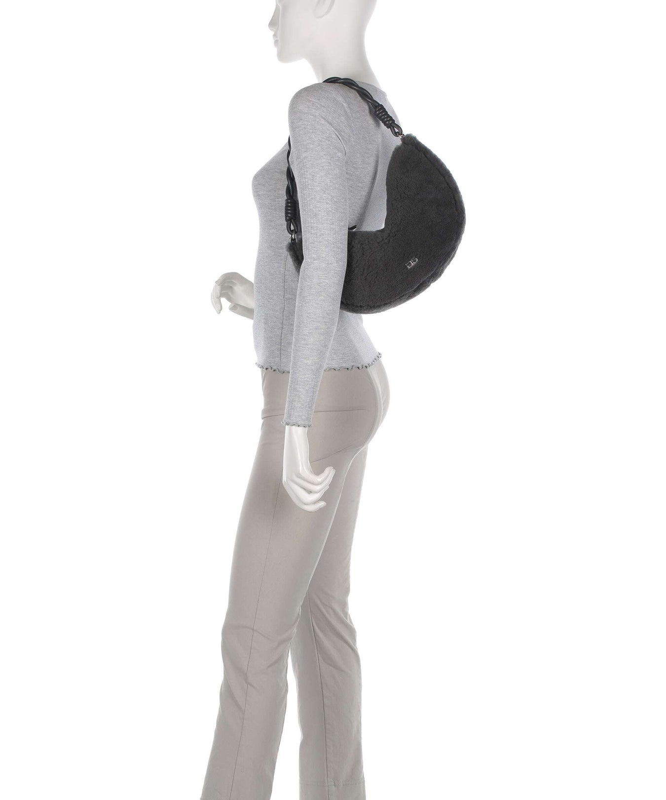 Abro Shearling Moon Shoulder bag grey
