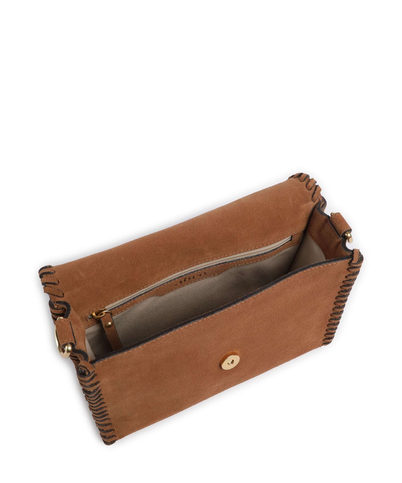 Abro Suede Temi Stitch Shoulder bag cuoio