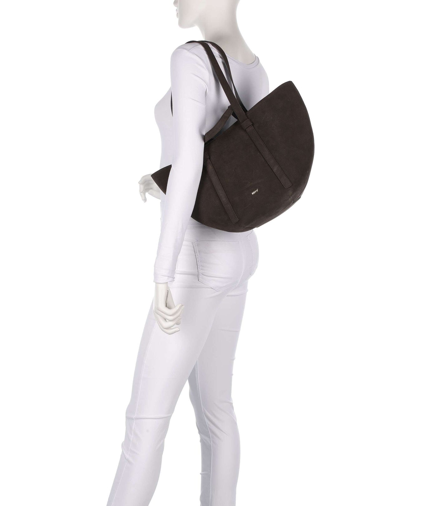 Abro Suede Cosmo Medium Tote bag dark brown