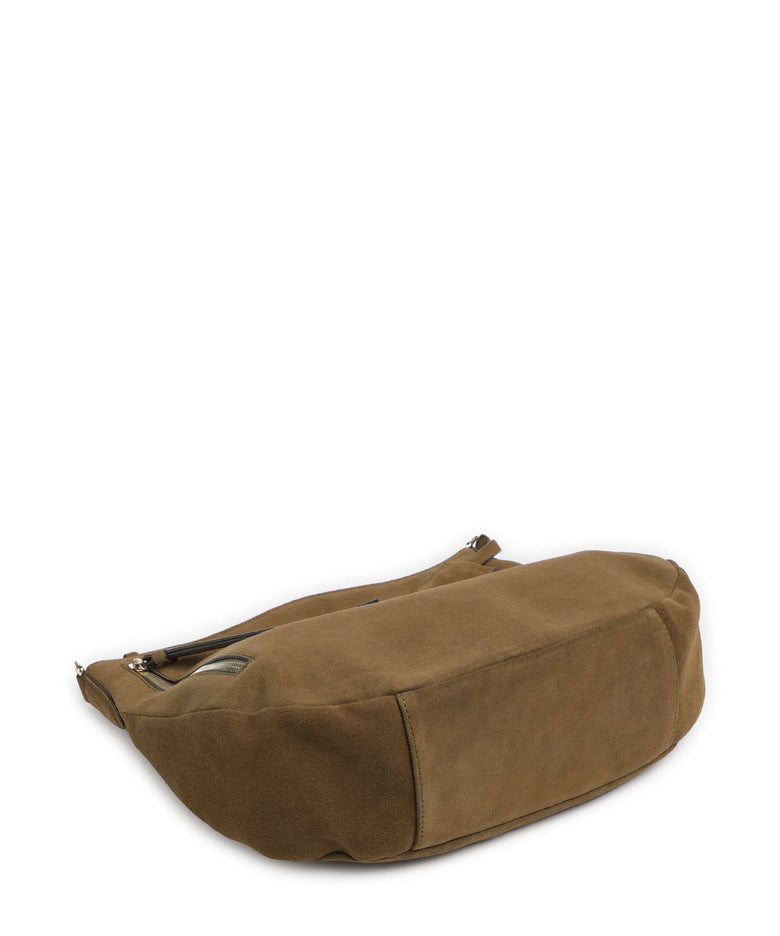 Abro Suede Juna Small Hobo bag military