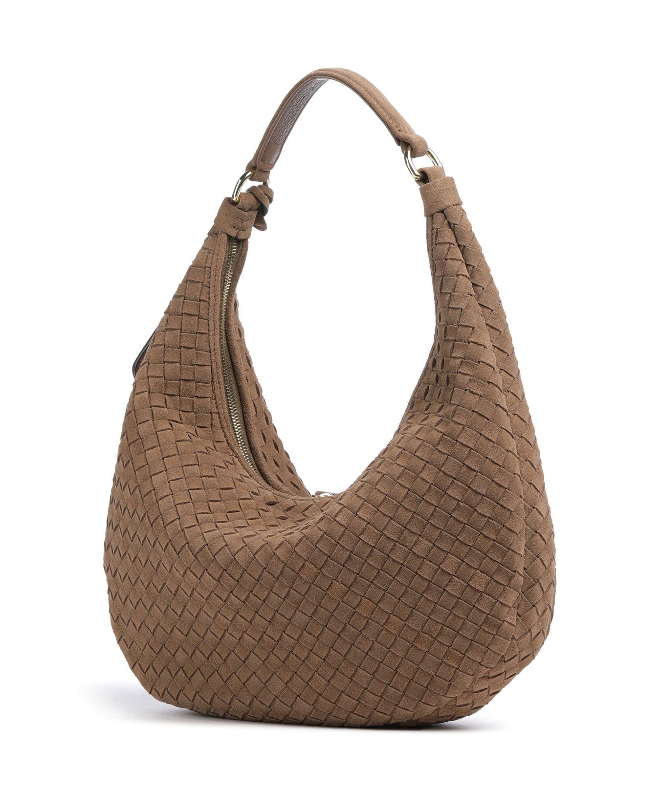 Abro Suede Weaving Nana Small Hobo bag camel