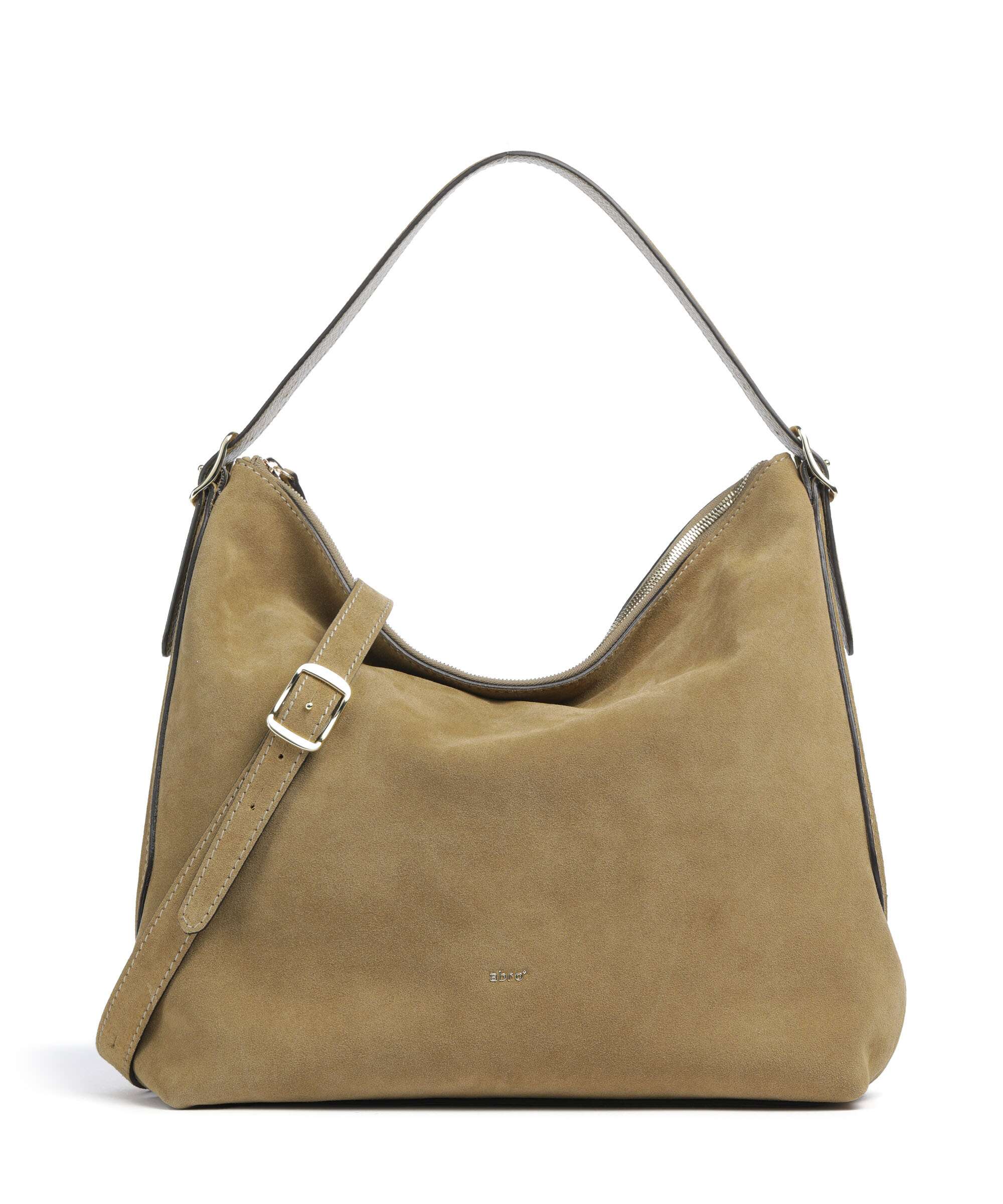 Abro Suede Carina Hobo bag mud