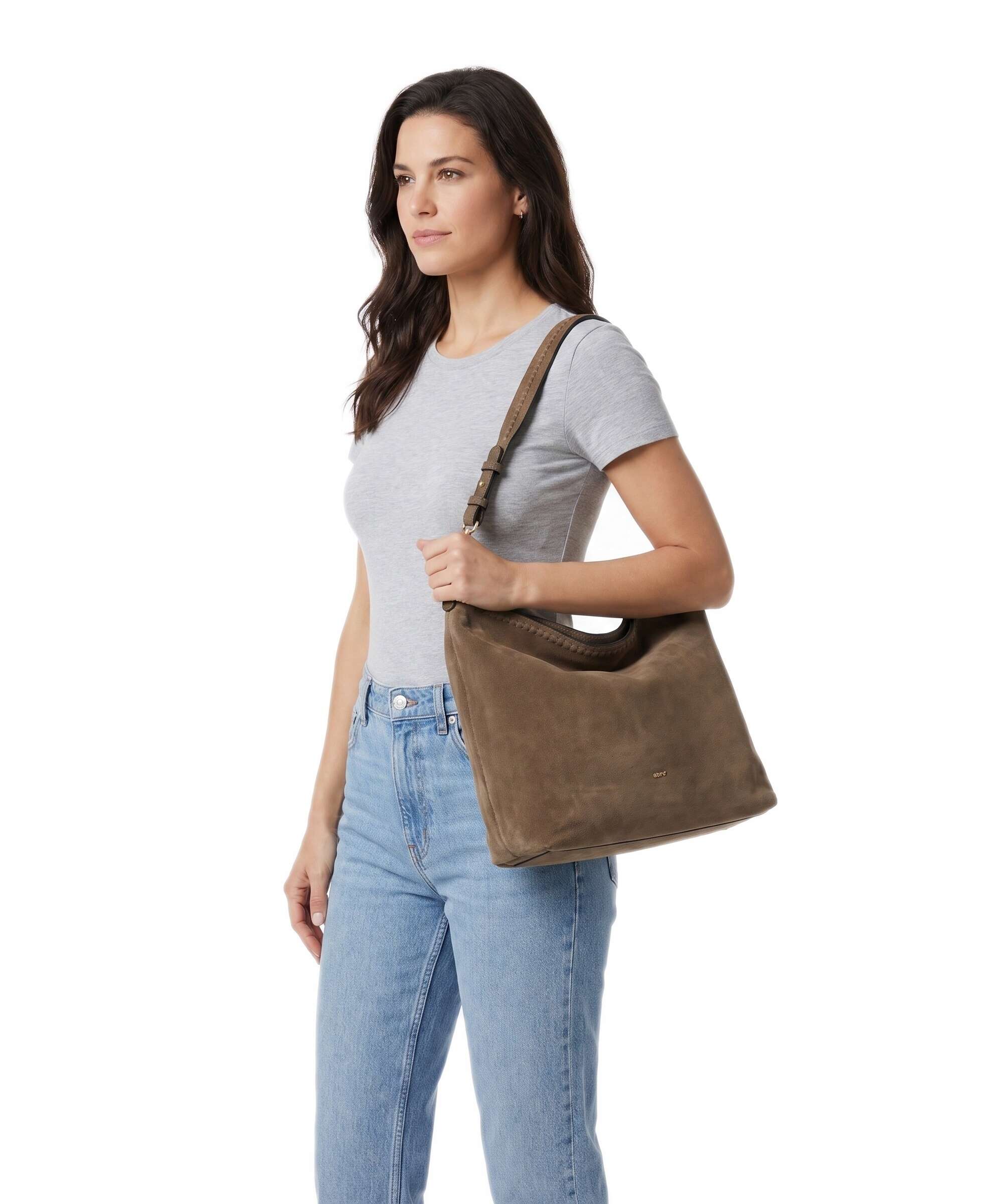 Abro Suede Signature Hobo bag khaki
