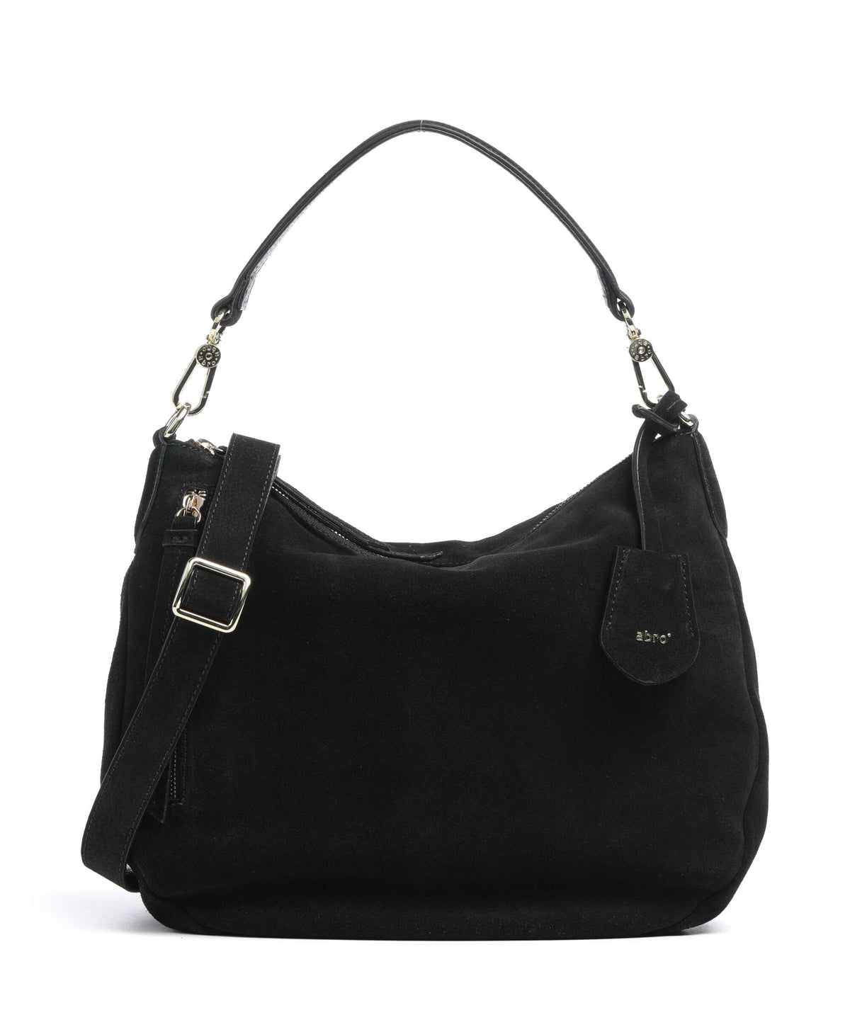 Abro Suede Juna Small Hobo bag black/gold