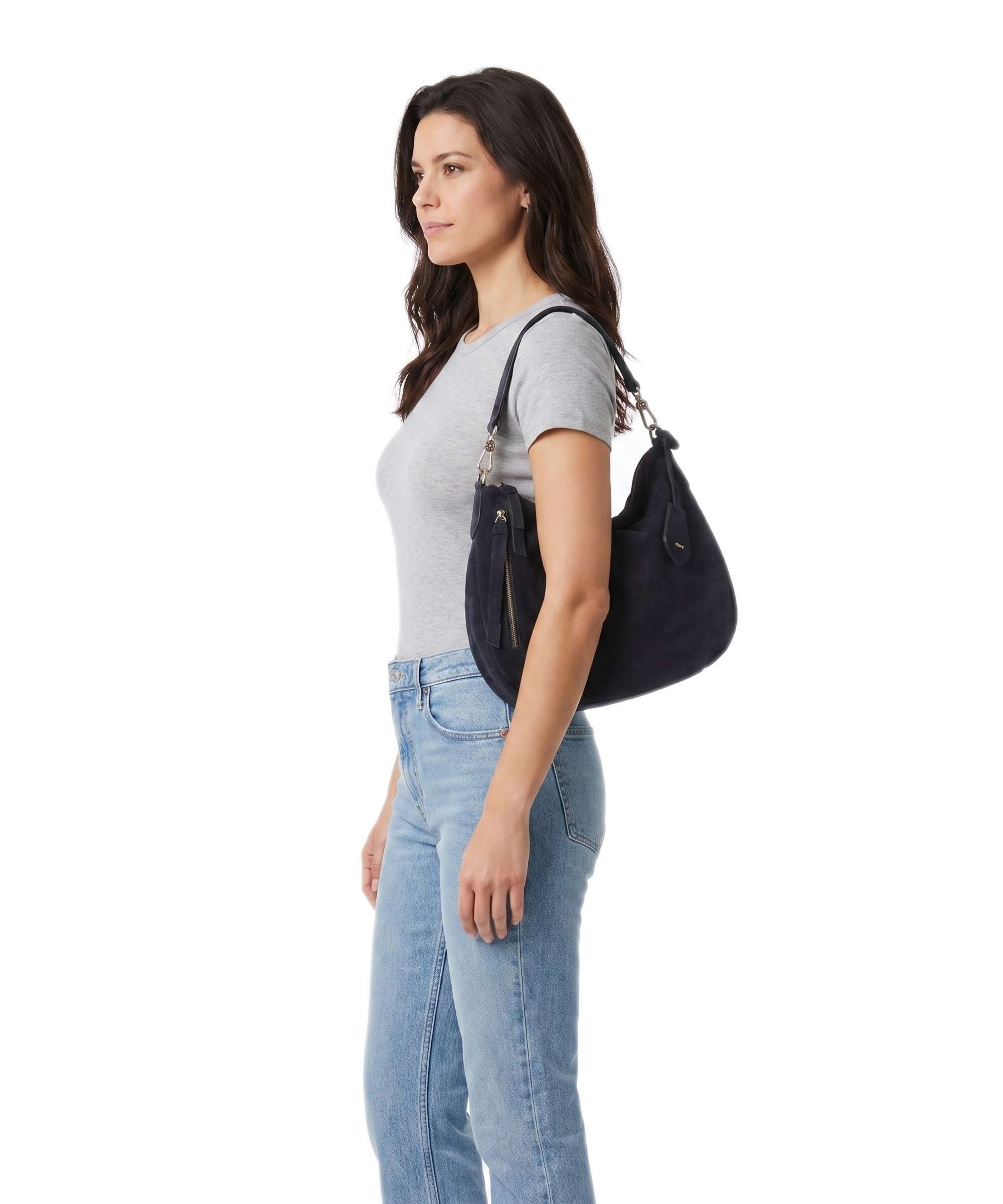 Abro Suede Juna Small Hobo bag navy