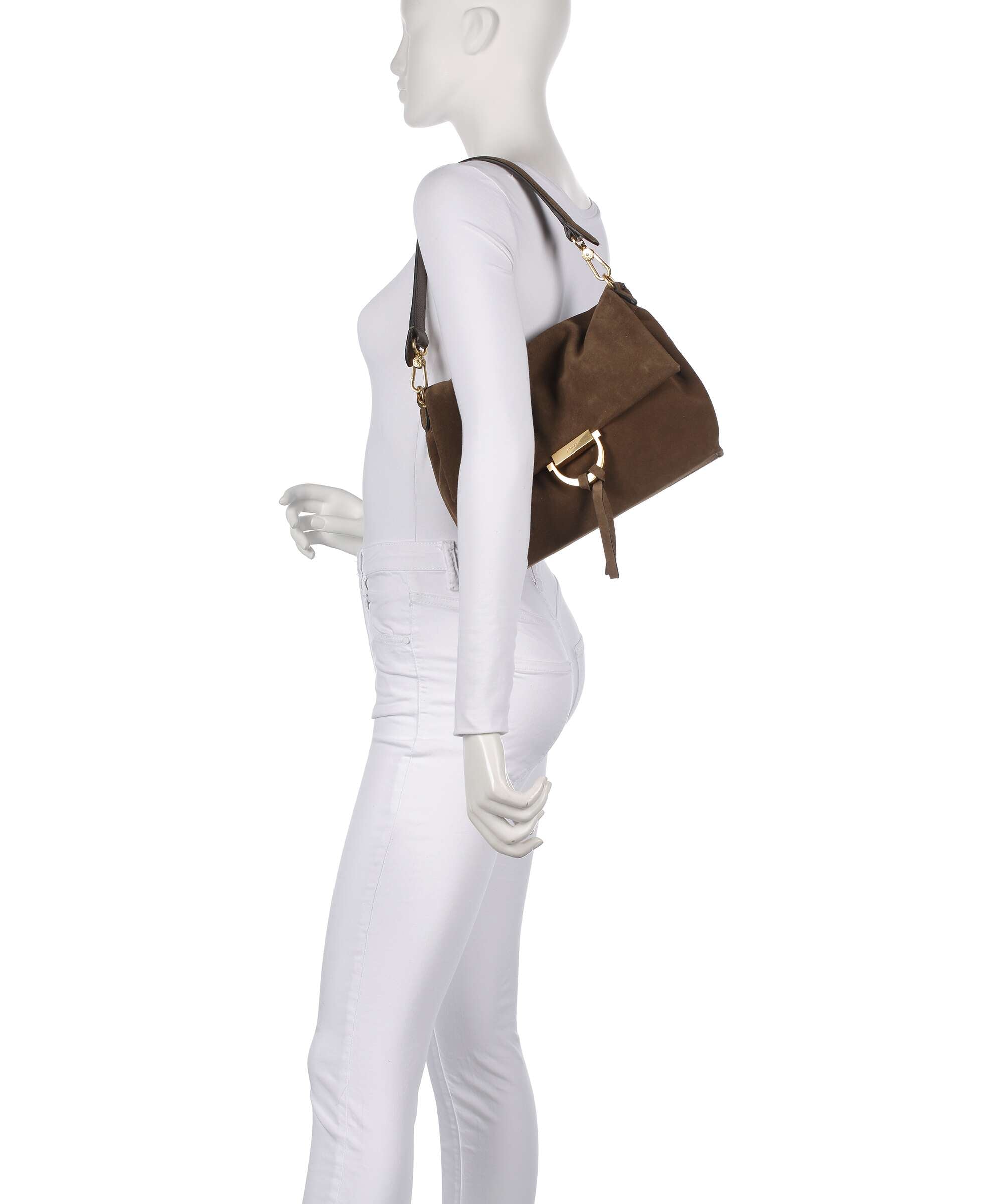 Abro Suede Temi Medium Shoulder bag khaki