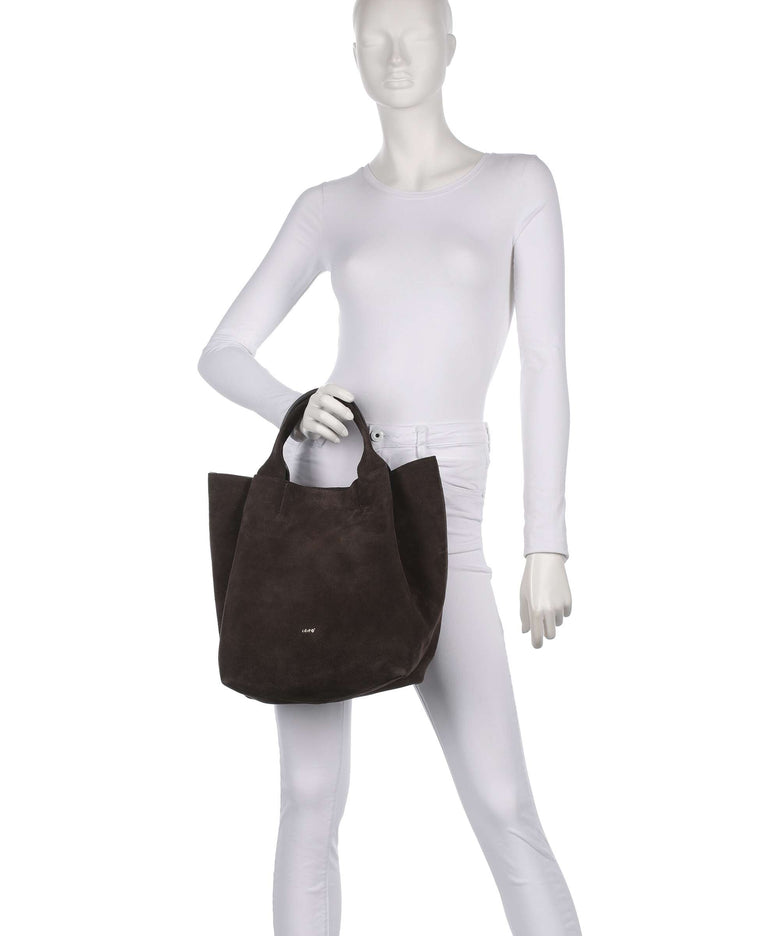 Abro Suede Essential Medium Handbag dark brown