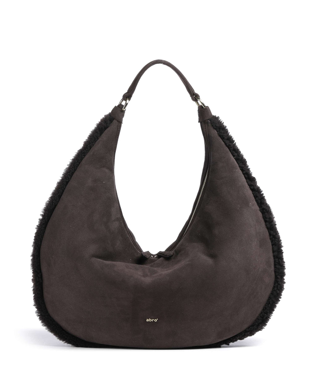 Abro Shearling Nana Big Hobo bag dark brown