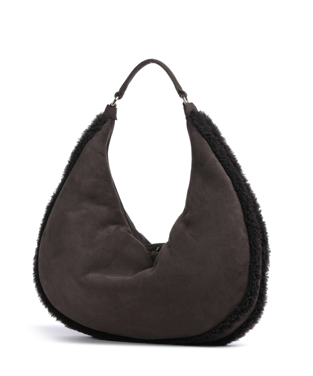 Abro Shearling Nana Big Hobo bag dark brown