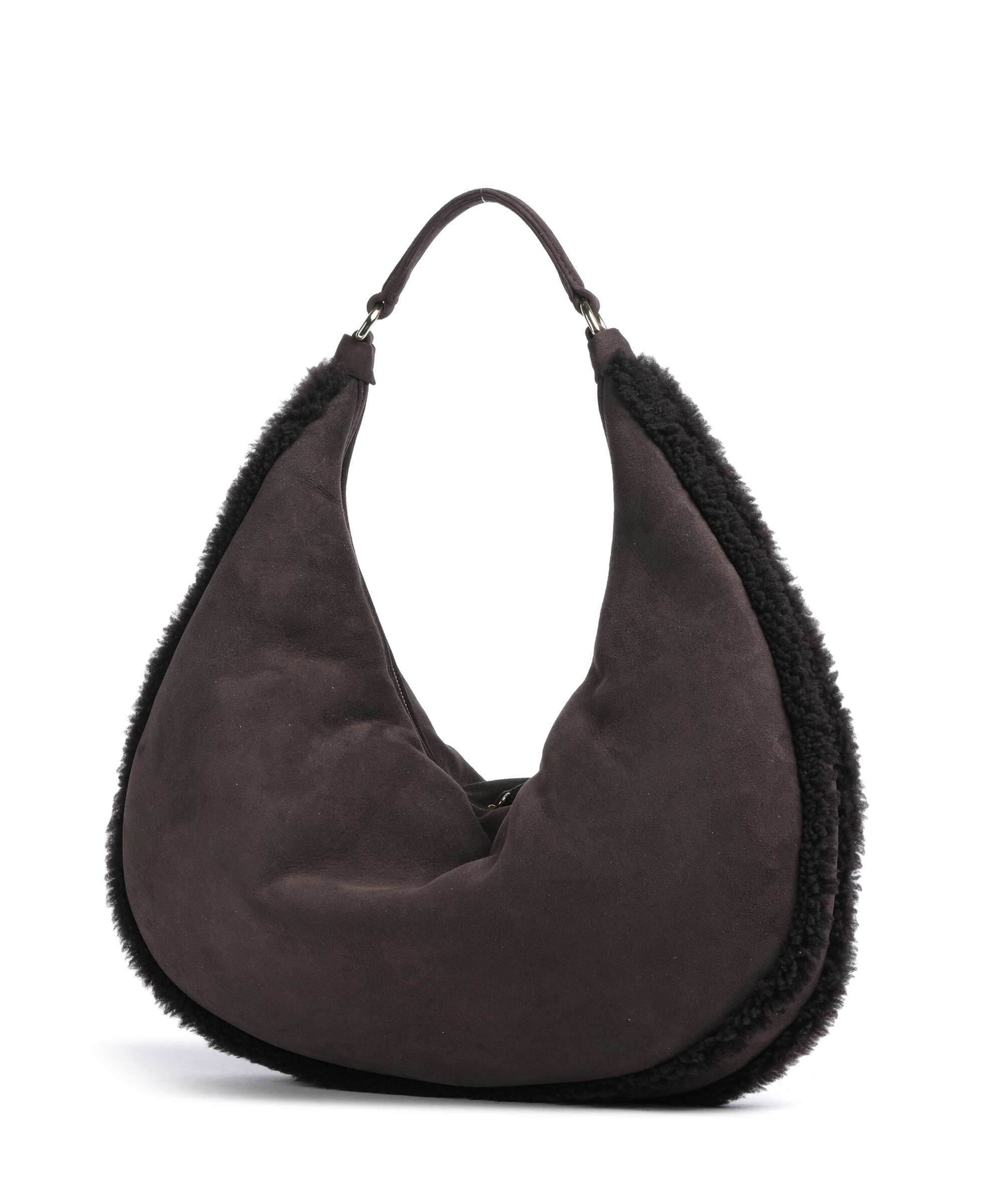 Abro Shearling Nana Big Hobo bag dark brown