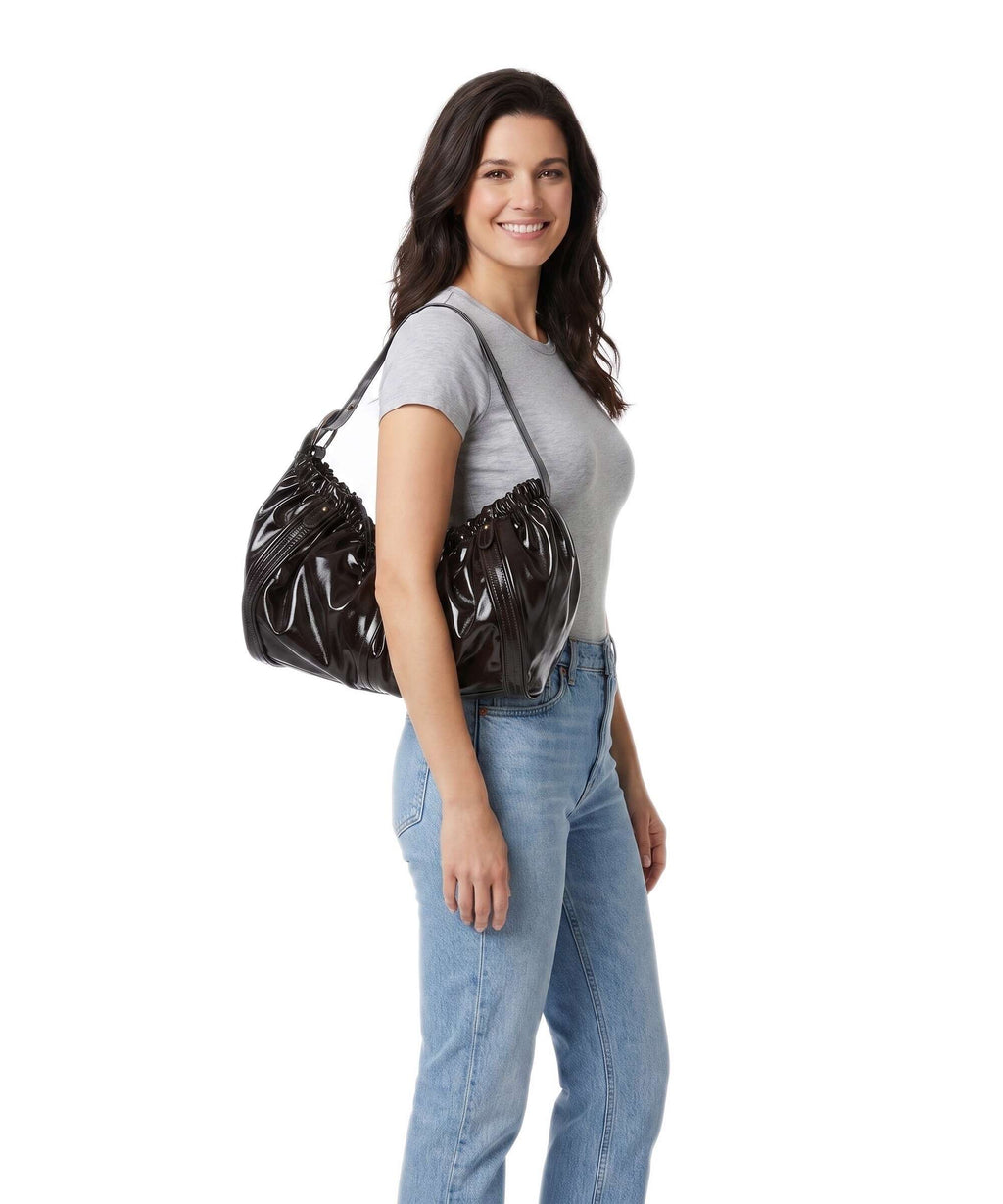 Liebeskind Faye Shiny L Hobo bag deep soil