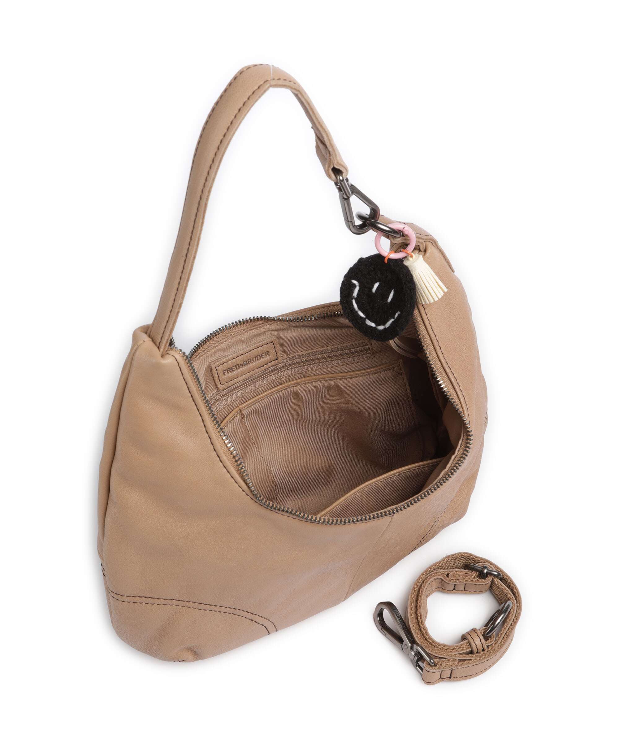 FredsBruder Take A Smile Midi Hobo bag milk coffee
