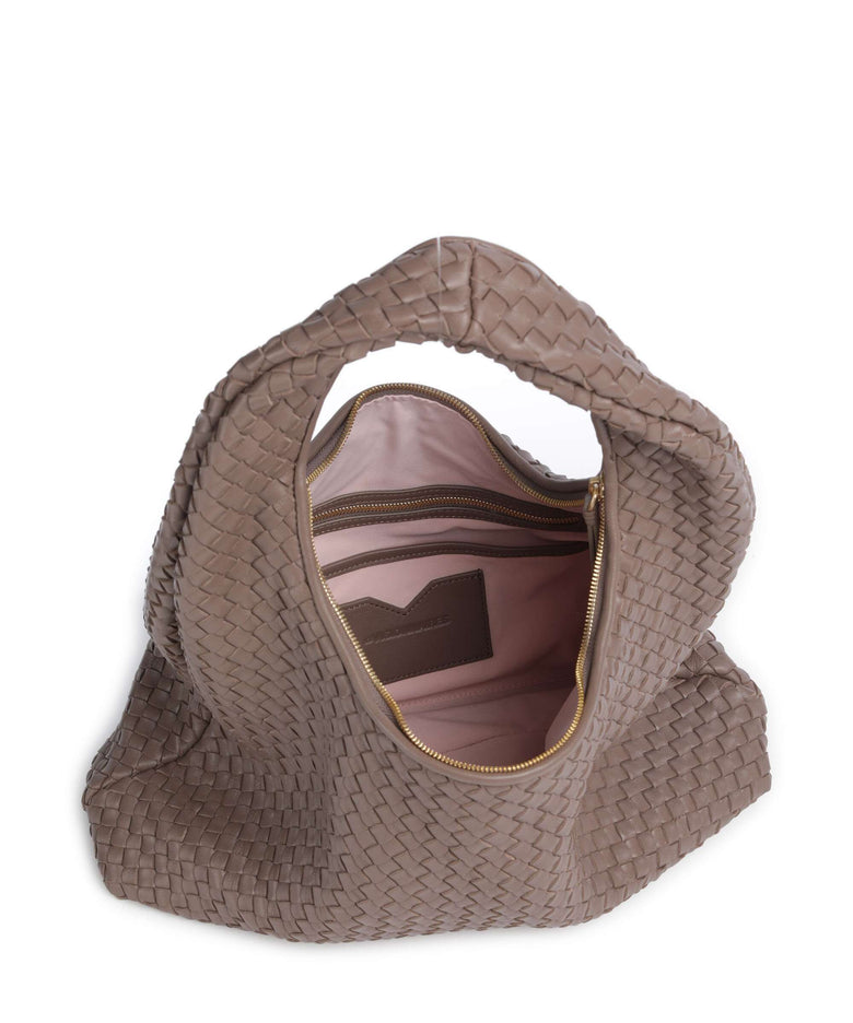 Les Visionnaires Jade Weave Silky Hobo bag taupe brown