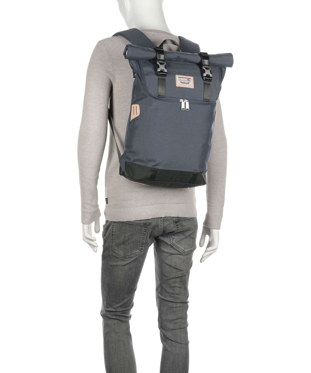 Doughnut Glossy Blocking Christopher Rolltop backpack navy