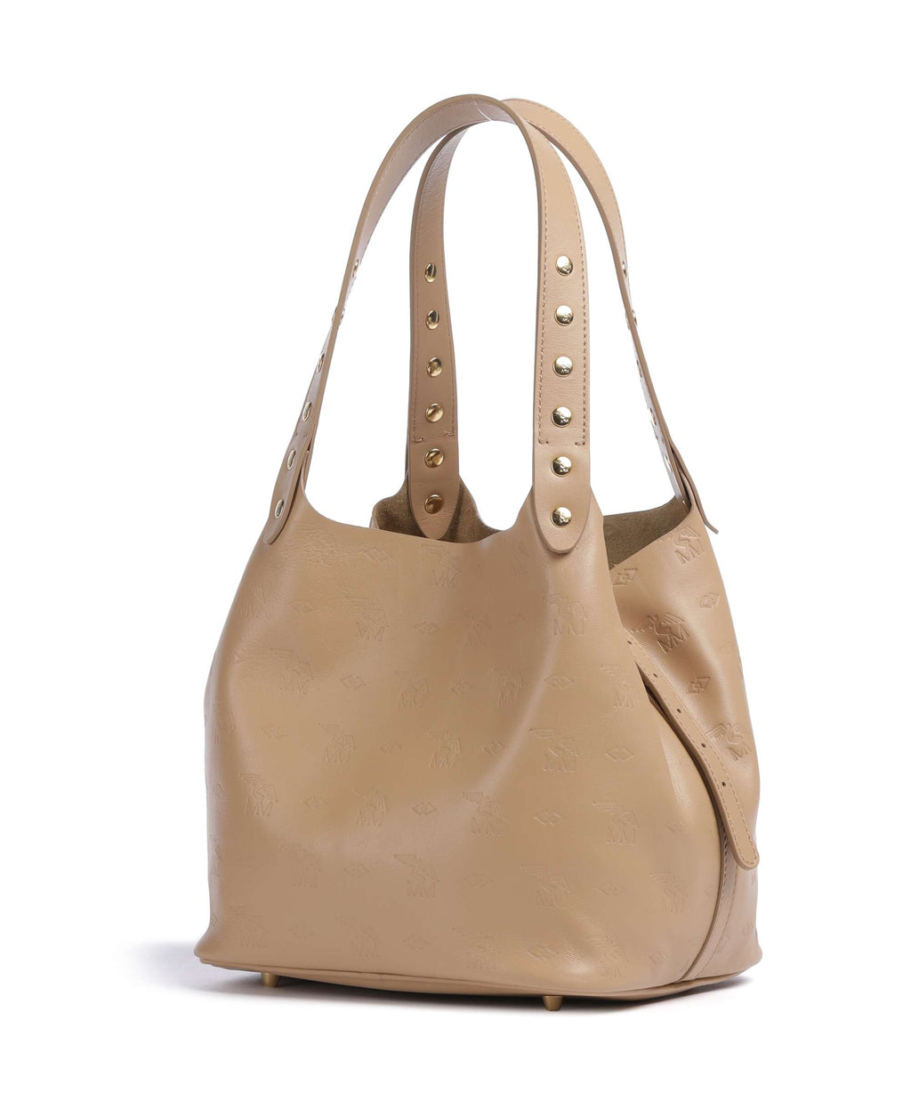 Maison Mollerus Stampato Liddes Hobo bag cappuccino