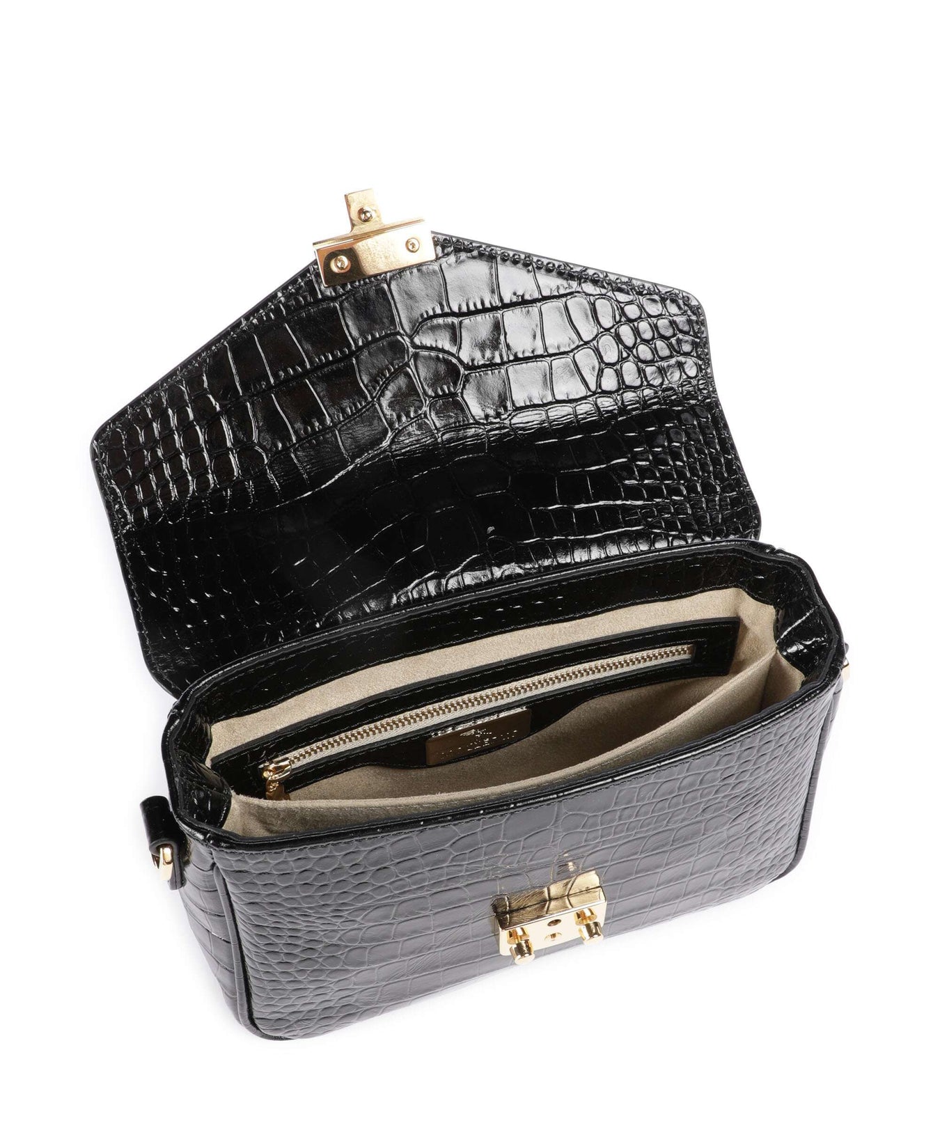 Maison Mollerus Croco Meyrin Crossbody bag classic schwarz