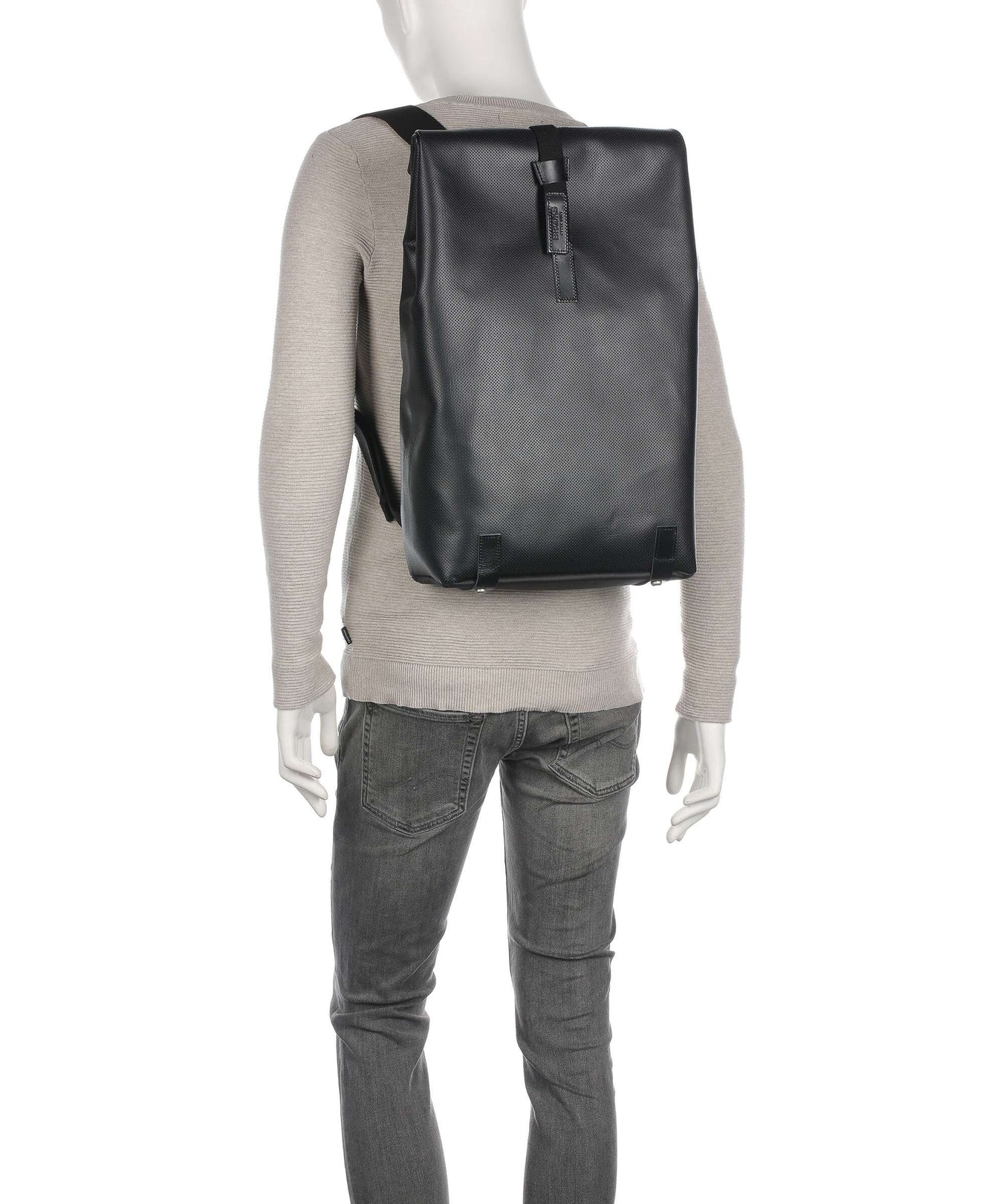 Brooks England Pickwick Reflective Leather Large Rolltop backpack black