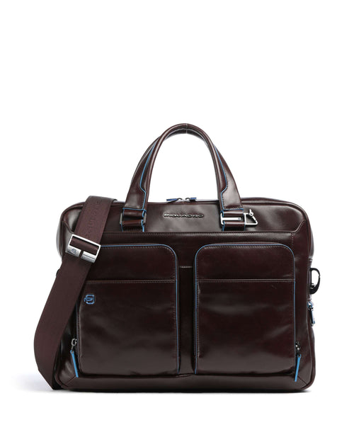 Piquadro Blue Square Briefcase mahogany