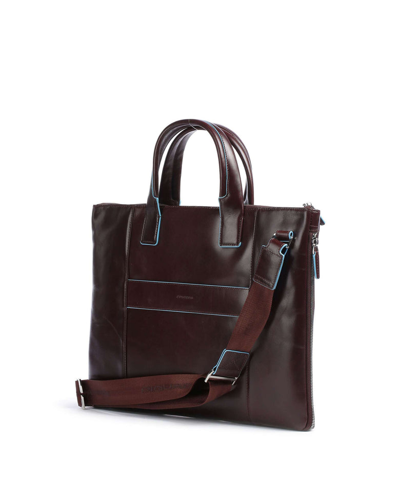 Piquadro Blue Square Briefcase mahogany