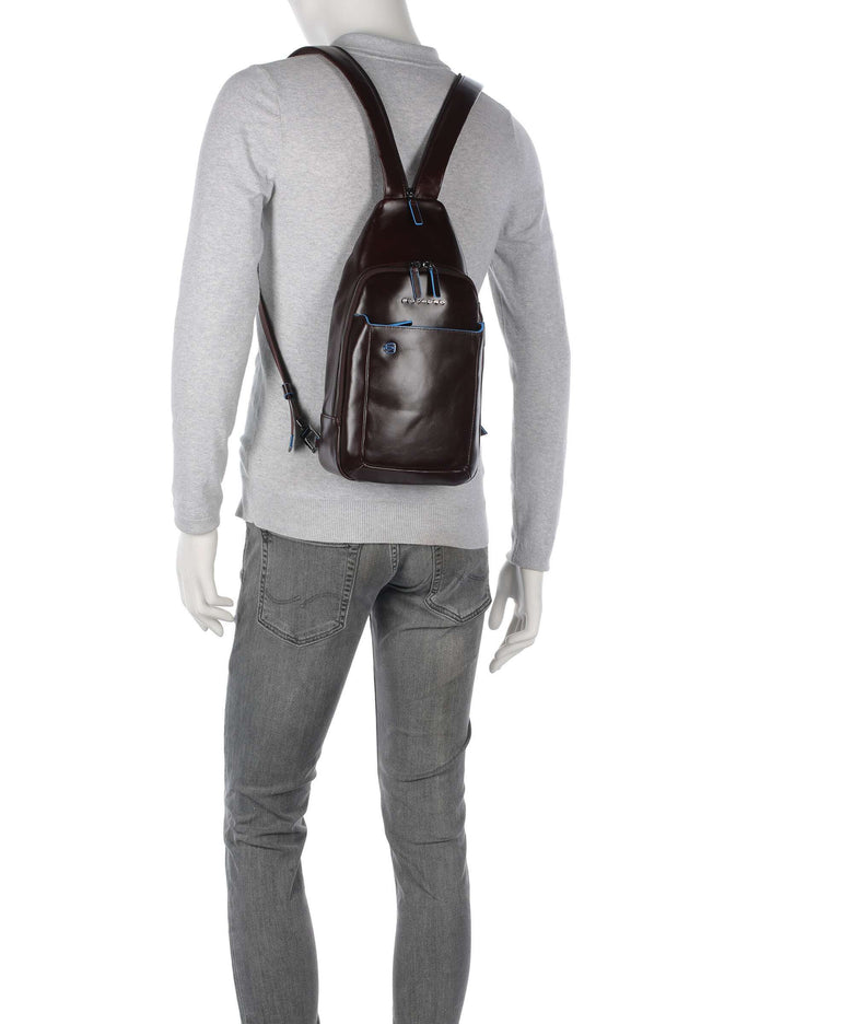 Piquadro Blue Square Sling bag mahogany
