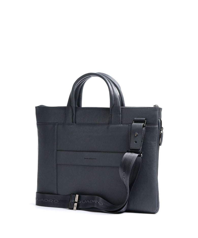 Piquadro Black Square Briefcase blue ocean