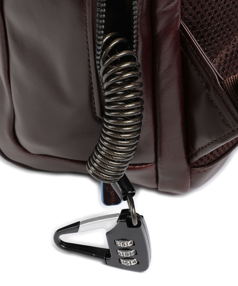 Piquadro Blue Square Revamp RFID Laptop backpack mahogany