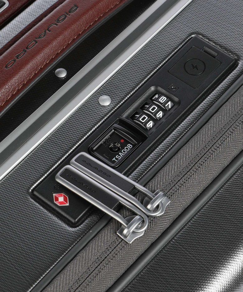 Piquadro PQ-LM Rolling briefcase nero/cuoio