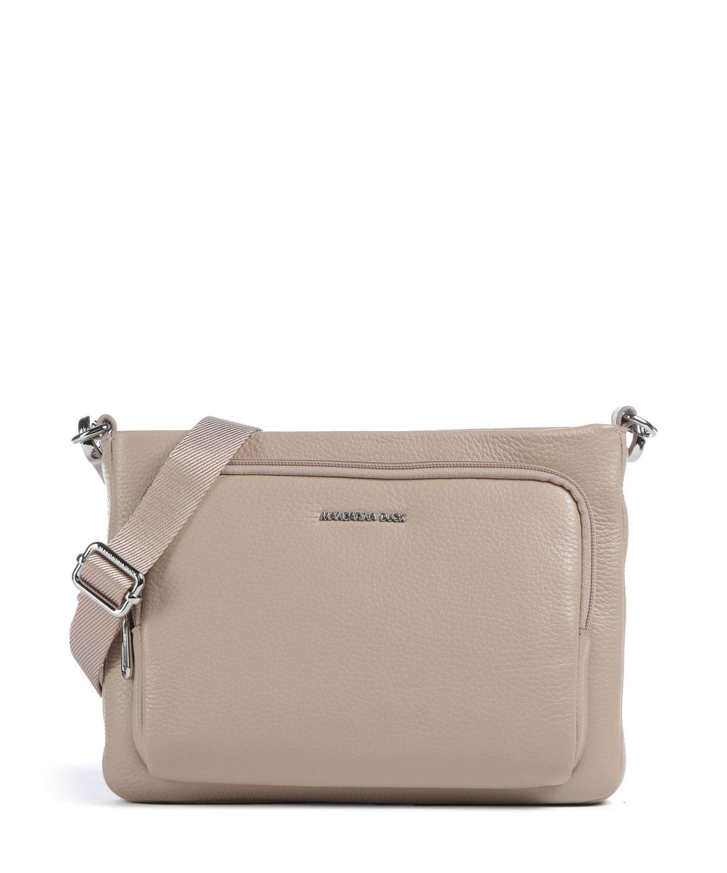 Mandarina Duck Mellow Leather Crossbody bag warm taupe