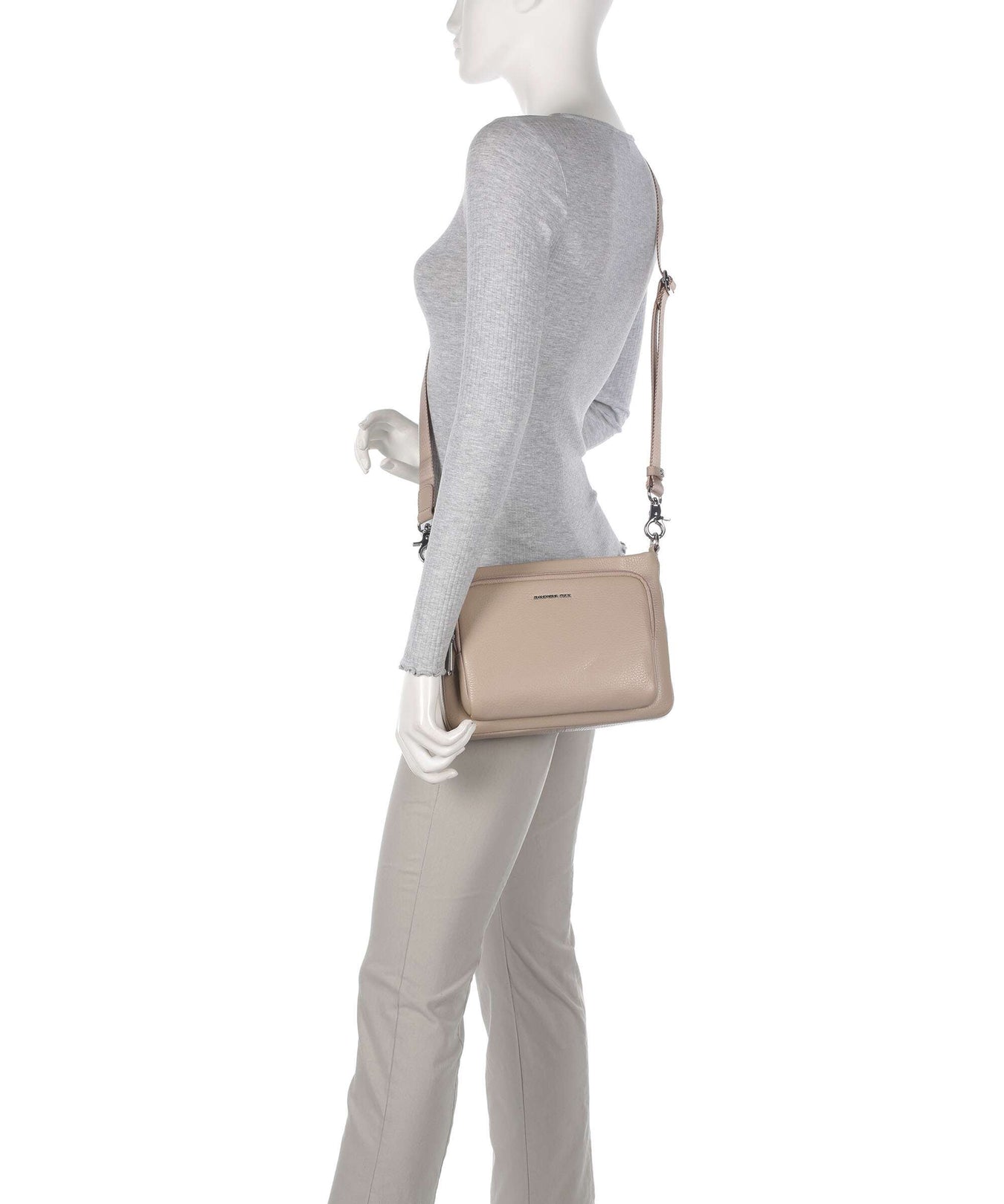 Mandarina Duck Mellow Leather Crossbody bag warm taupe
