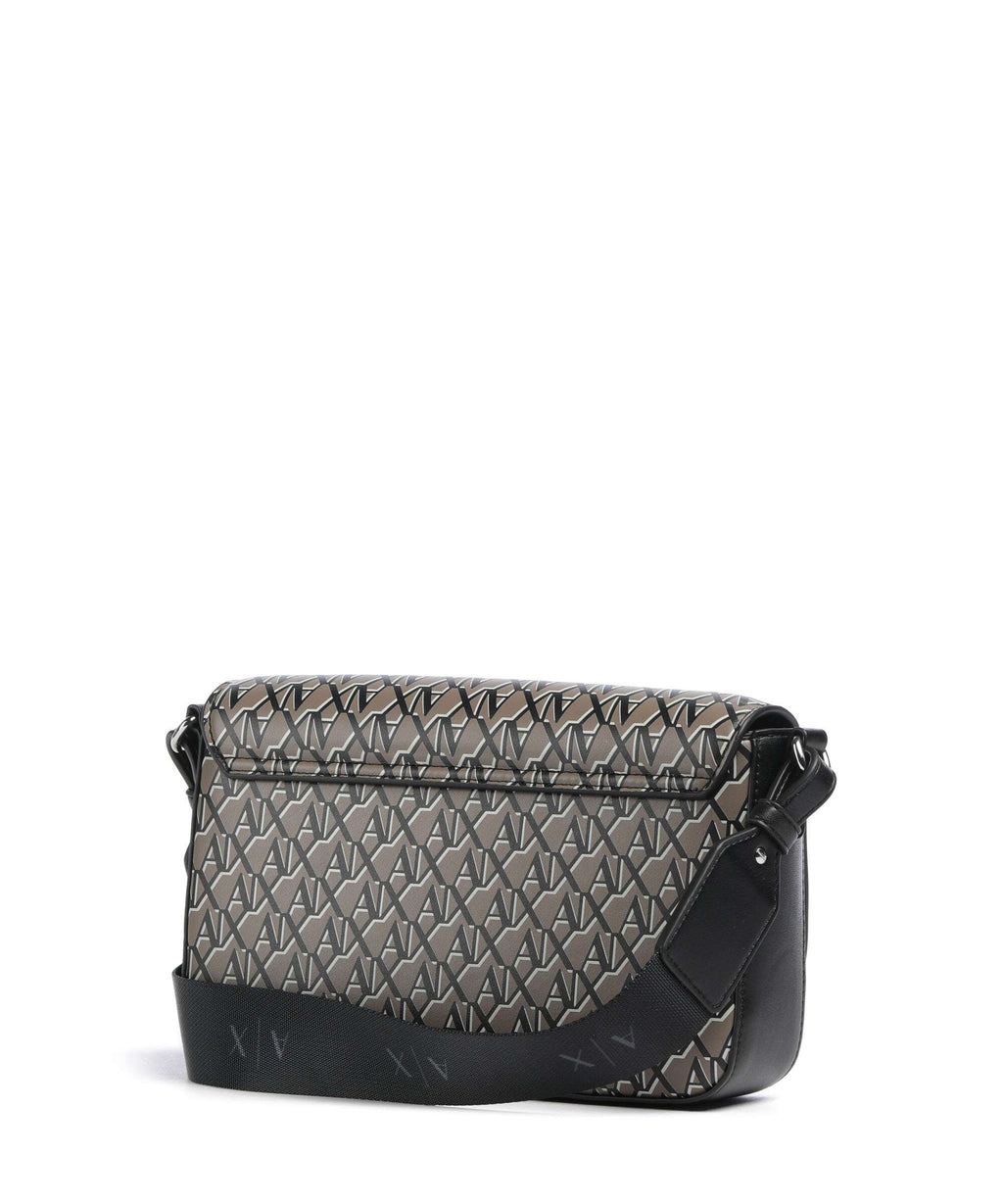 Armani Exchange Wave Monogram Crossbody bag brown bass/black