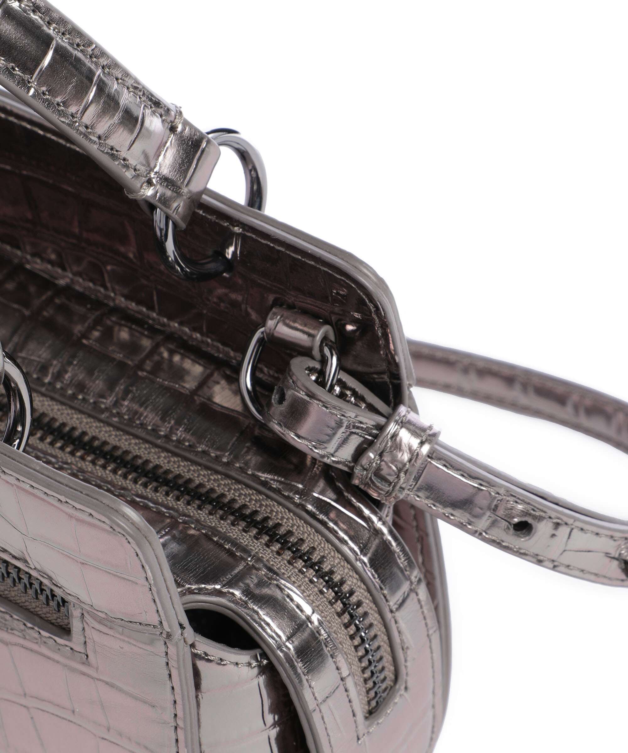 Armani Exchange Diane Mini Croco Crossbody bag gunmetal