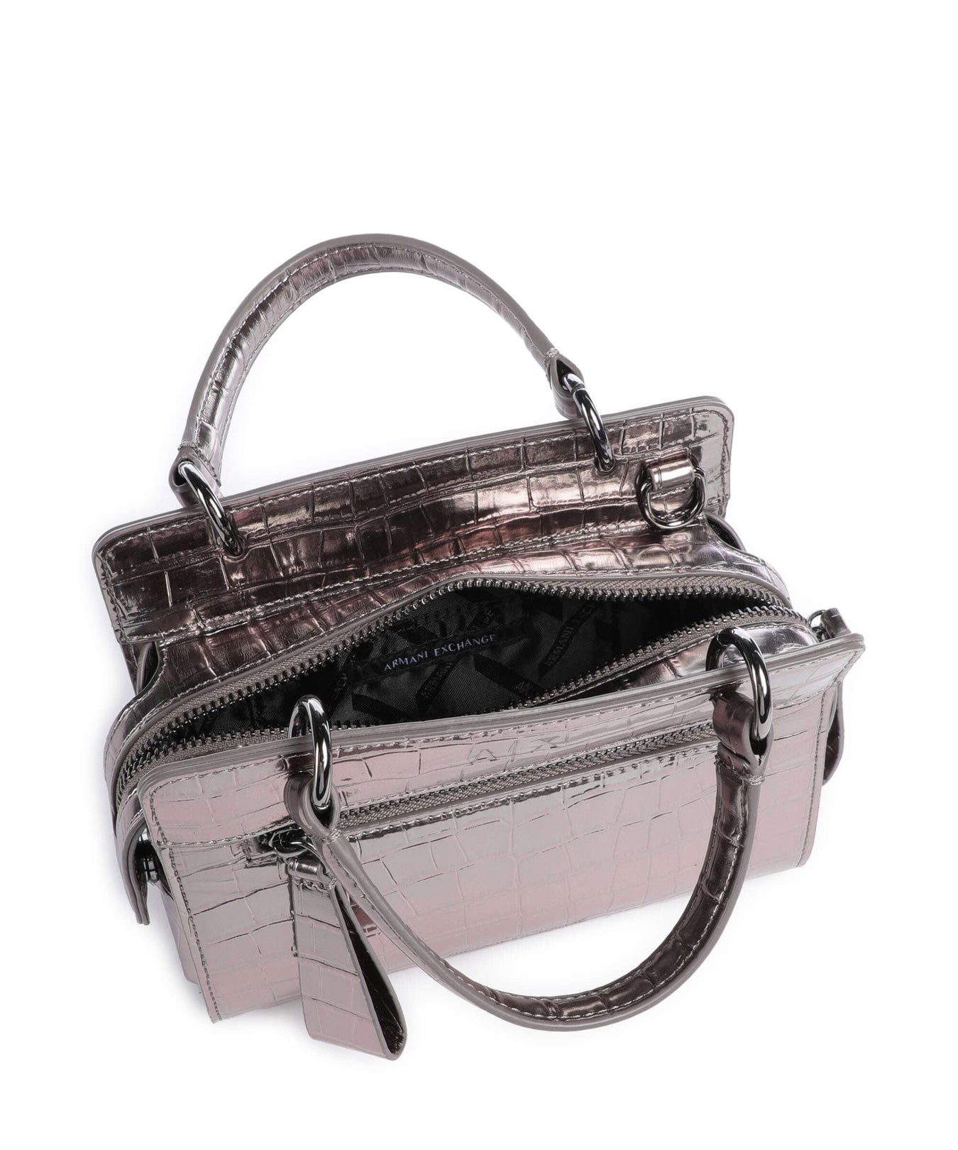 Armani Exchange Diane Mini Croco Crossbody bag gunmetal