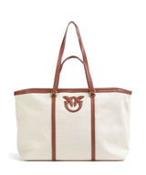 Pinko bolsa shopper beige/cuoio/antique gold