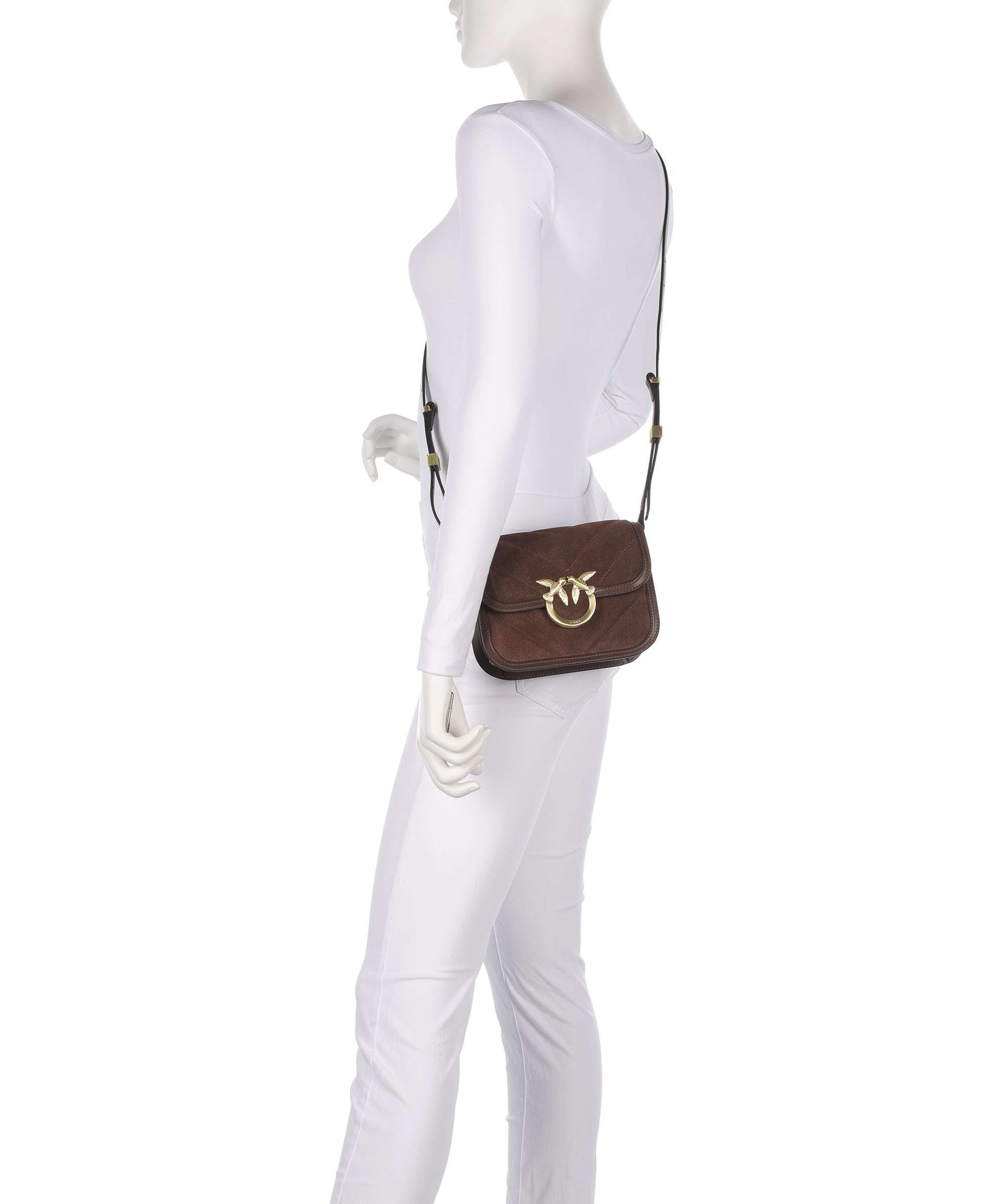 Pinko Love Box Crossbody bag marrone castano/matt gold
