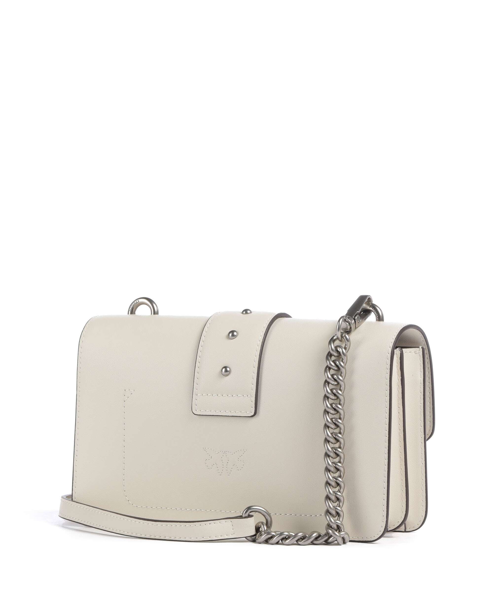 Pinko Love One Mini Crossbody bag bianco seta/old silver