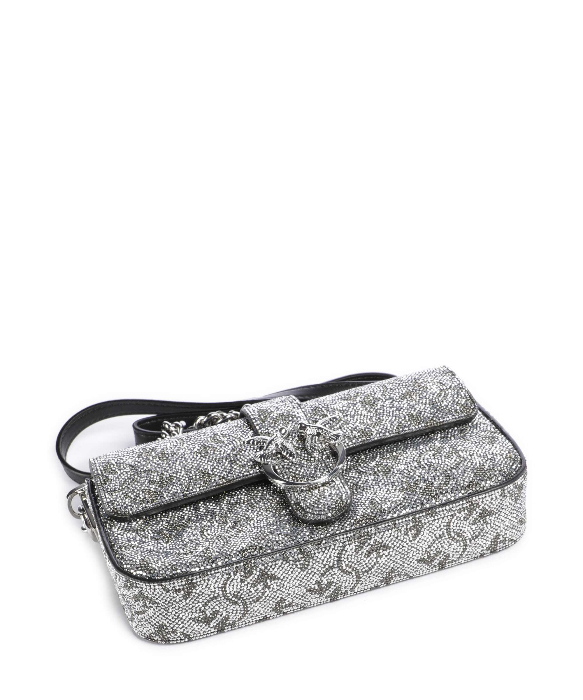 Pinko Love One Baby Slouchy Crossbody bag argento/nickel lucido